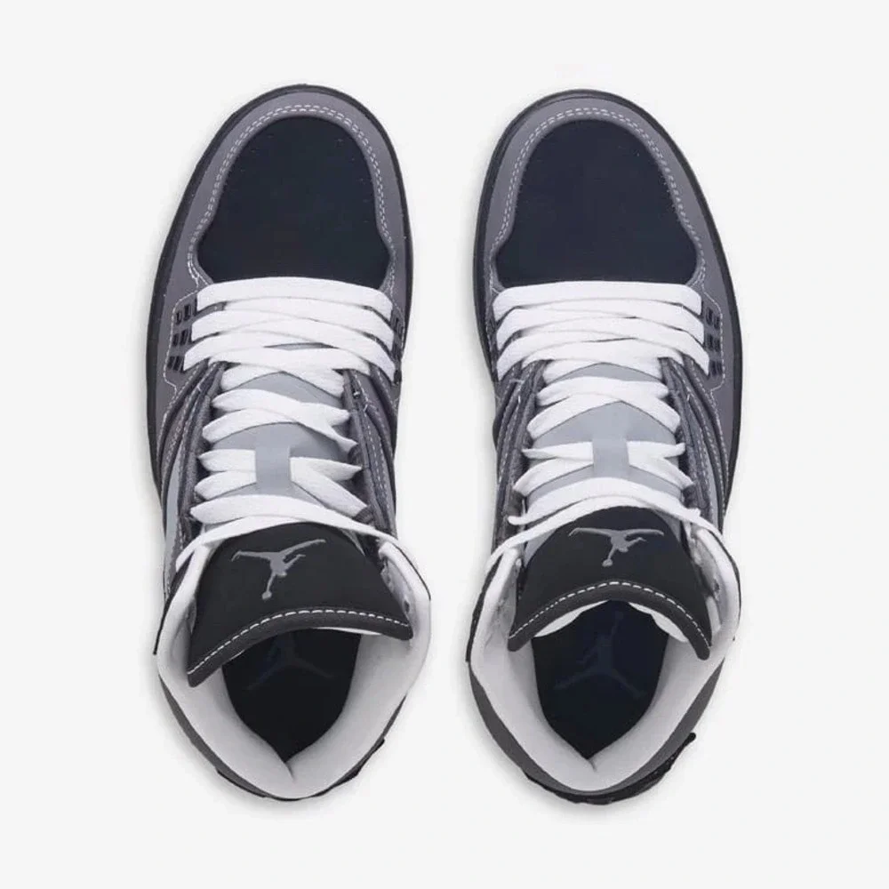 Jordan 1 Flight Mens Size 9 Black Metallic Silver Dark Grey Basketball Shoes NEW